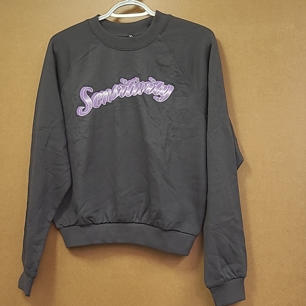 H&M Divided Size S Grey Crew Neck Sensitivity Sweatshirt